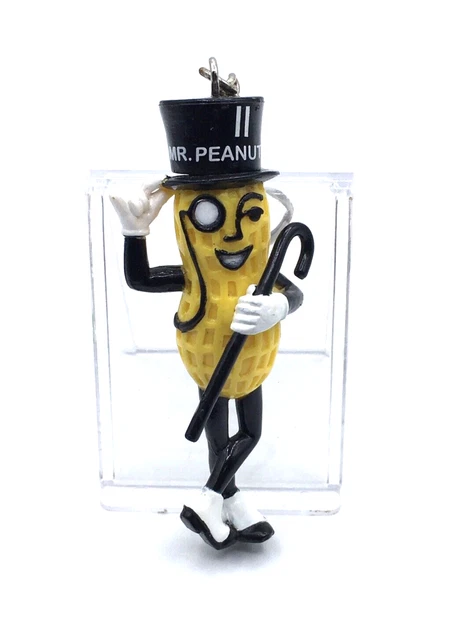 Vintage Mr. Peanut Nabisco Brands Black Yellow Dancing Peanut Keychain