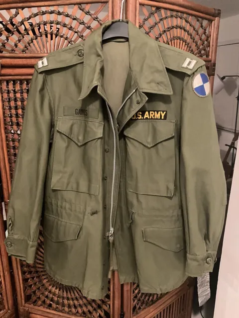 M-1951 Military Coat Men Cotton WR Sateen 9Oz CONTRACT 9791 RANK NAME UNIT PATCH