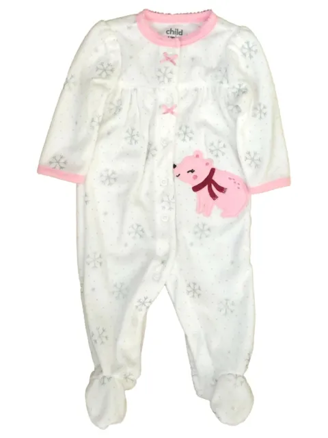 Carters Infant Girls White Polar Bear Holiday Sleeper Pajama Sleep & Play