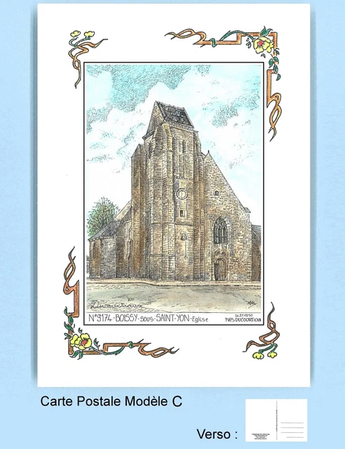 CP C 91074 CARTE POSTALE DESSIN tour Fleurs 91 BOISSY SOUS SAINT YON