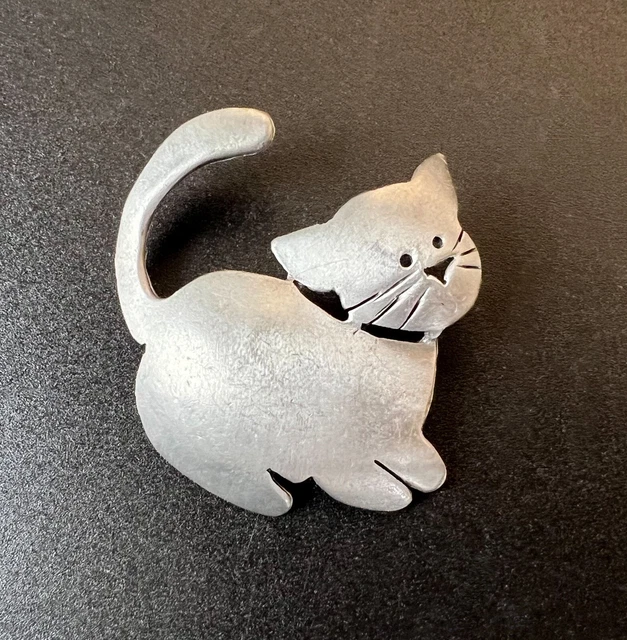 Ultra Craft Silver Tone Pewter Cat Kitten Pin Brooch