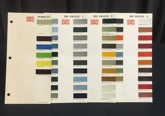 Rm Color Guide RARE NUANCIER COLORI Chart Book Color Card RM 1974 GENERAL MOTORS ...