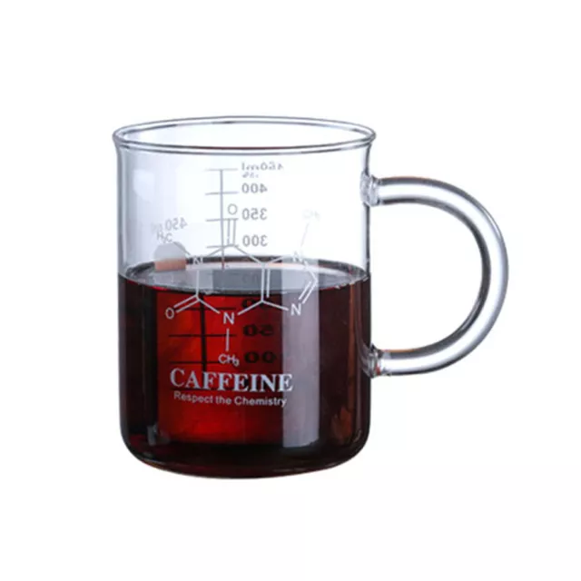 450ML Clear Coffee Cup Mug Borosilicate Glass Cup with Measuring Scale & Handle