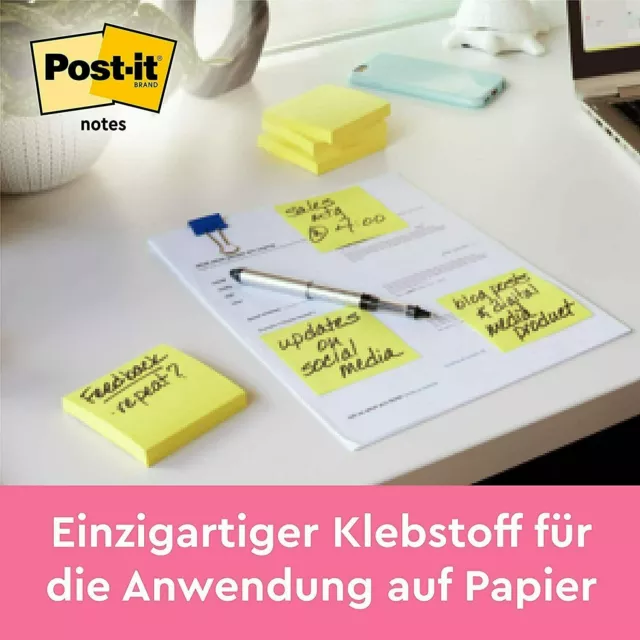 Post-it Notes 654 – Selbstklebende Haftnotizzettel in 76 x 76 mm – 12 x100 Blatt 2