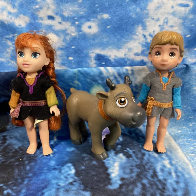 Dolls Jakks Pacific Disney bundle Frozen small Toddler dolls Anna Kristoff Sven
