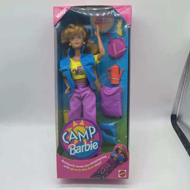 Camp Barbie Midge Doll with Sleeping Bag Backpack 1993 Mattel 11077 NRFB