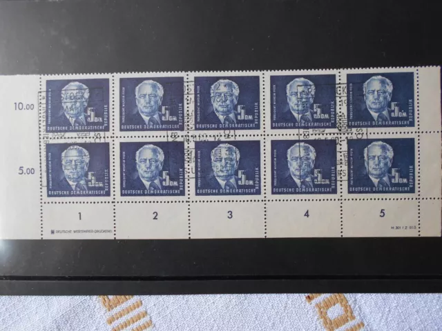 DDR, Mi.Nr. 255, 10er Bogen mit Druckereizeichen und Druckvermerk, gest.