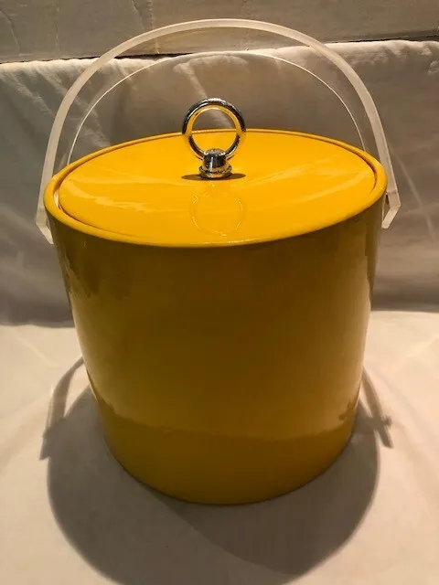 Vintage Georges Briard MCM Yellow Ice Bucket Yellow Vinyl