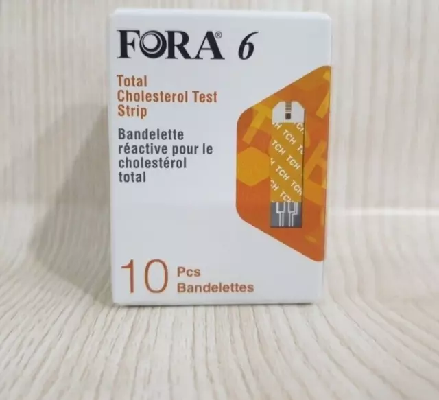 1 caja (10 tiras) Fora 6 Plus/Connect tiras reactivas de colesterol total -EXP 2024
