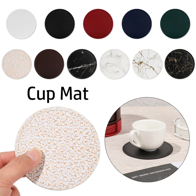 Accesorios de cocina posavasadas de mármol almohadillas de cuero PU tazas tapetes aislantes