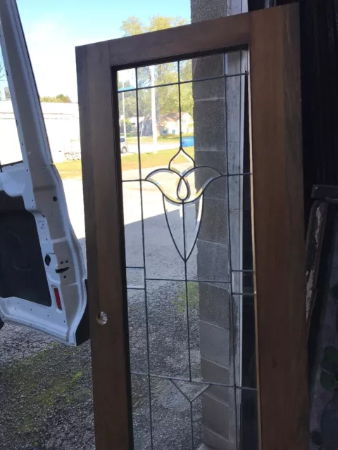 MARTOL348 Antique Birch Tulip Beveled and leaded glass door 34 x 78.75