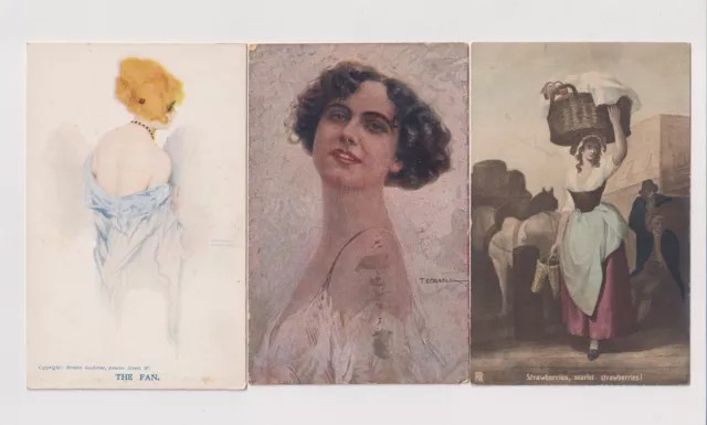 b3362)      3 x BEAUTIFUL VINTAGE EARLY ART/ARTIST  POSTCARDS