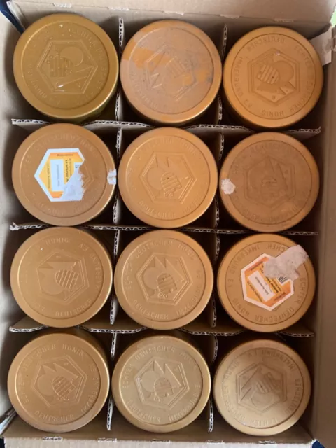 12 Honiggläser DIB, 500g, gebraucht mit Deckel