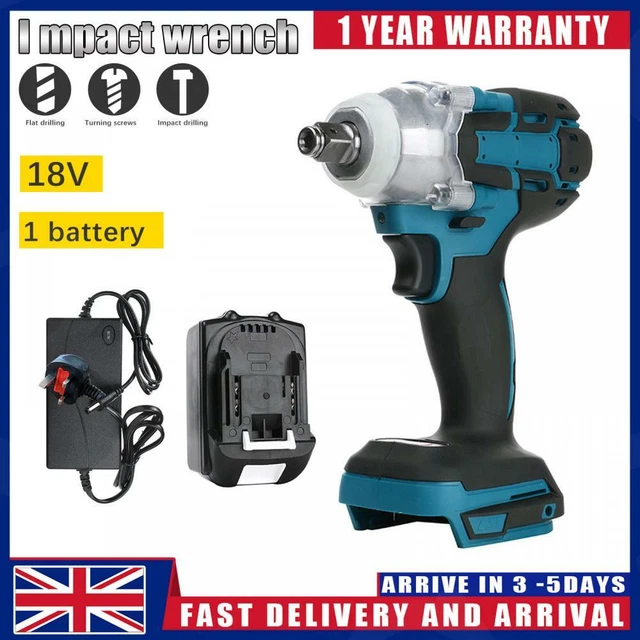 18V Brushless Cordless Impact Wrench 1/2" Driver Replace For Makita w/ Battery