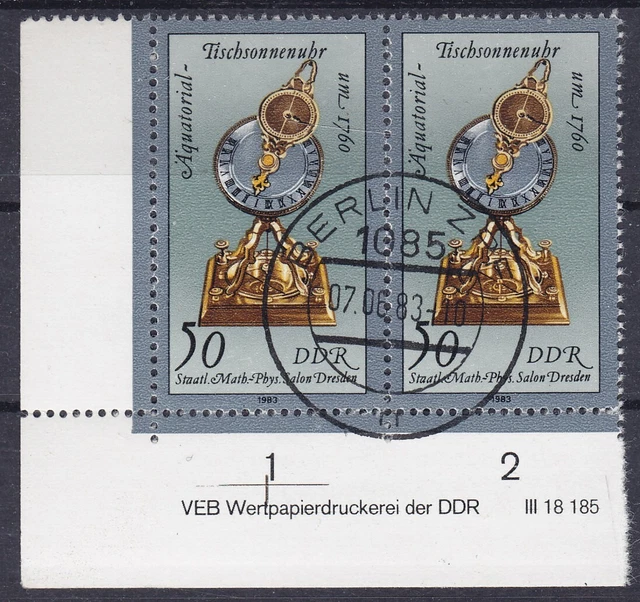 Briefmarken DDR Mi Nr. 2800 Tischsonnenuhr Druckvermerk DV WPD  gest