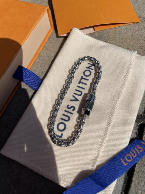 Louis+Vuitton+Authentic+Bracelet+Chain+Monogram+M64223+Silver+Size+L+Women+Italy  for sale online