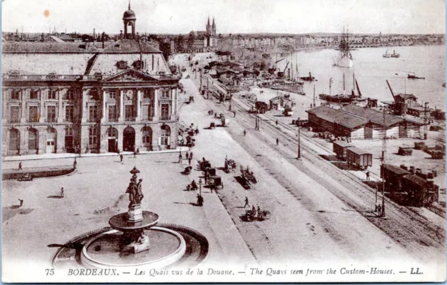 BORDEAUX FRANCE Postcard Les Quais vus de la Douane Waterfront Antique 1900s DB