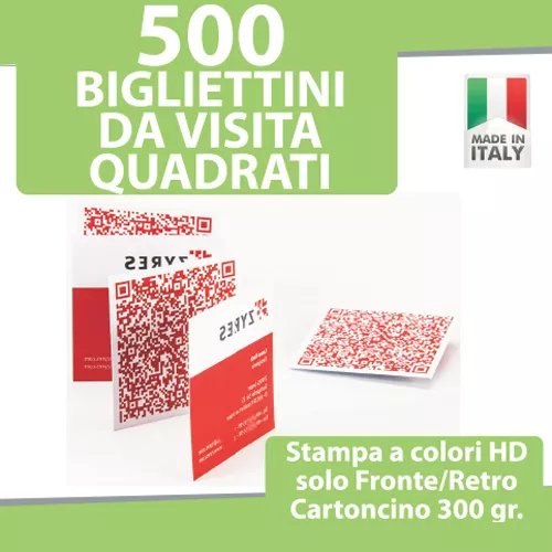 500 BIGLIETTI DA VISITA QUADRATI STAMPA FRONTE RETRO a COLORI 300gr Bigliettini