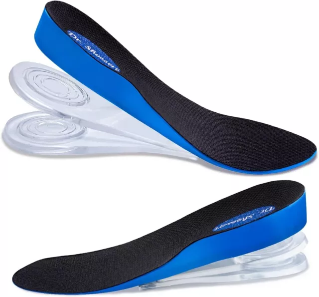 Dr. Shoesert 3-Layer Adjustable Height Increase Insoles, 3/4 Length Shock Absorp