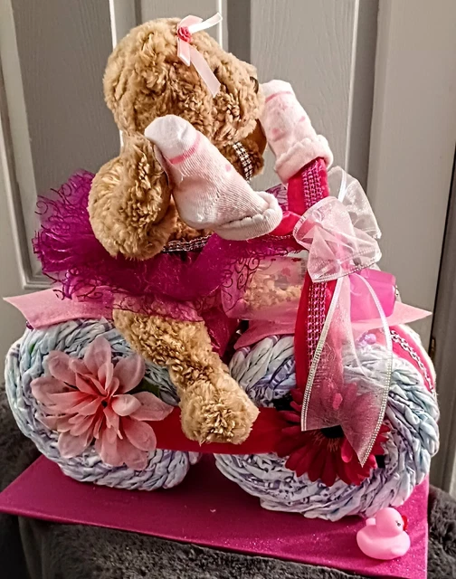Teddy Bear motorcycle diaper cake