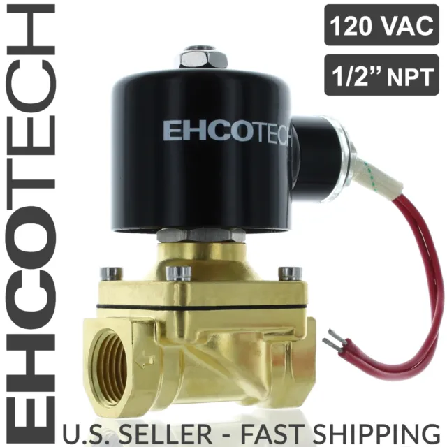 1/2" 110V 120V AC Brass Electric Solenoid Valve Water Air Gas Viton NC 110VAC