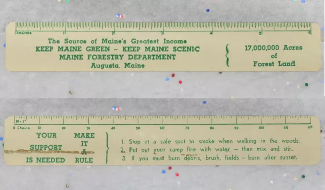 Vtg Ruler Augusta MAINE FORESTRY DEPARTMENT - KEEP MAINE GREEN KEEP MAINE SCENIC