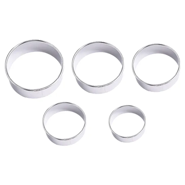 5Pcs Round Cookie Cake Cutter Mold Set Pastry Baking DIY Metal Rings Moulds