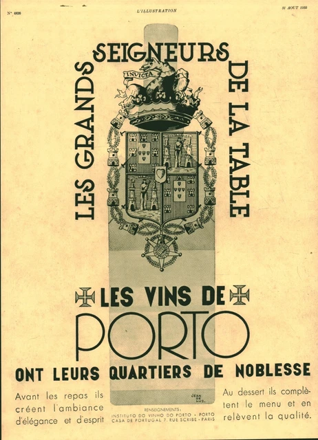 Publicité Ancienne Originale – Vins De Porto, Magazine 1935, 26x35 Cm