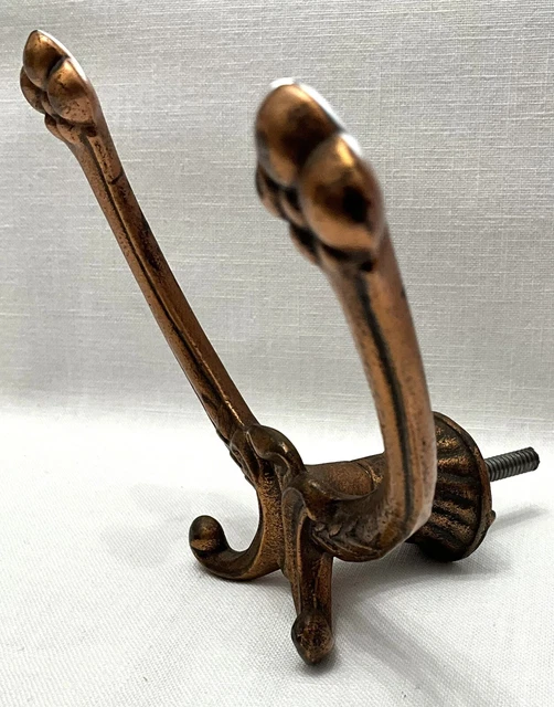3 Antique Hall Tree Hat Rack Coat Hooks Cast Iron Double Hooks Bronze Victorian 6