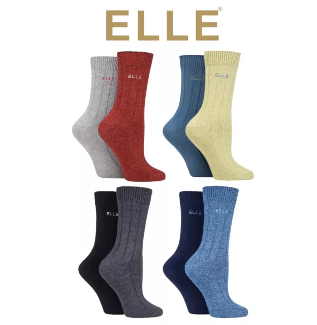 Ladies Bamboo Boot Socks Ribbed Soft Breathable Many Colours in 2 Pair Pack-Elle