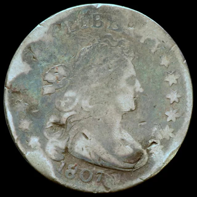 1807 Draped Bust Dime ✪ Fine Details ✪ 10C Silver Coin Damaged ◢Trusted◣