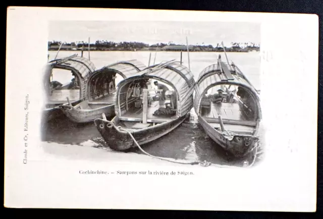 Cpa Cochinchine Indochine Vietnam / Sampans Sur La Riviere De Saigon