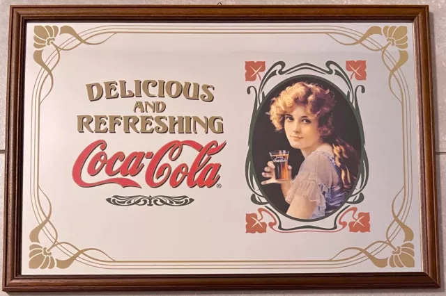 Quadro A Specchio Vintage Coca Cola Originale Con Cornice - Da Collezione !!