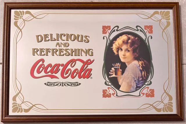 Quadro A Specchio Vintage Coca Cola Originale Con Cornice - Da Collezione !! Quadro A Specchio Vintage Coca Cola Originale Con Cornice - Da Collezione !!