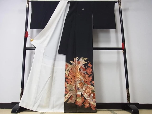 Montsuki Tomesode Kimono Japan Black Tomesode, Artist'S Piece Embroidery, Jukoor 3