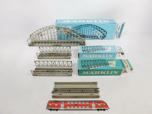 DQ758-3 #4x Märklin H0 Tin Bridge Ramp Pieces M-TRACK 7161 7162 7163 Sg +3x Box
