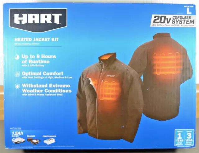 Hart Heated Jacket 20v Cordless System Size Men's L HAHJ01LB HS-C1-1