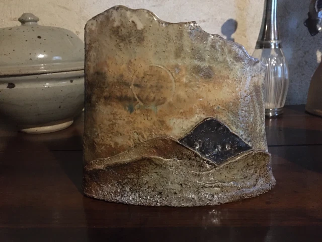 Claude Gaget, Vase paysage en grès de la borne céramique années 70
