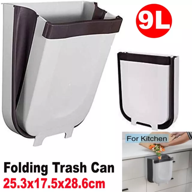 Kitchen Wall Mounted Foldable Waste Bin Cabinet Door Dustbin Hanging Trash Can