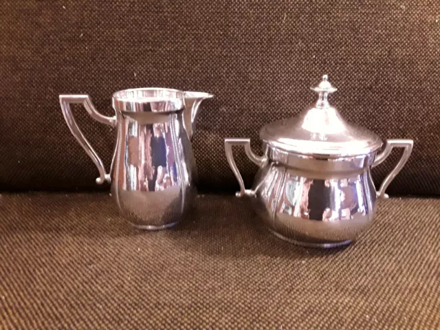 Milch Zucker Set 2teilig Metall versilbert Jugendstil antik WMF Straußenmarke