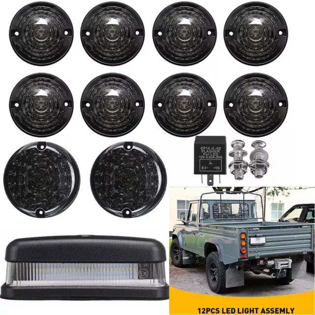 11PCS LAMPS FOR Land Rover Defender Led Deluxe Smoke Upgrade Fog