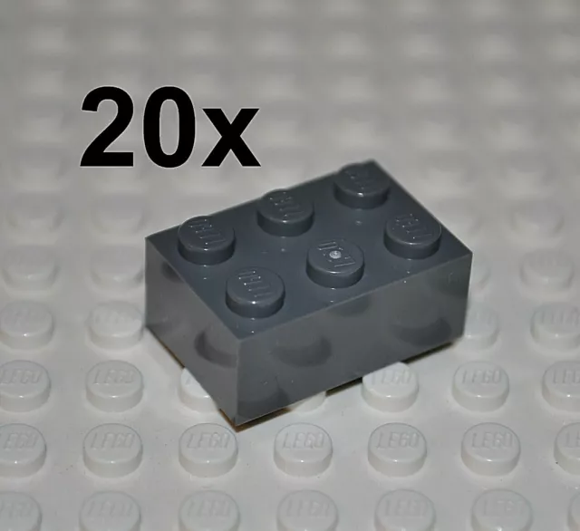 Lego Parts - 20X Dark Bluish Grey Bricks 2X3 Studs/3X2 Building Blocks 3002
