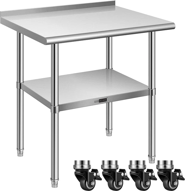 24 X 30 Inch Stainless Steel Work Table with Backsplash, Food Prep Commercial Ta