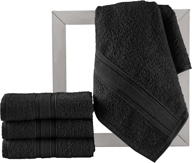 All Design Towels Quick-Dry 4 Pieces Green Hand Towels - Highly Absorbent 100% T