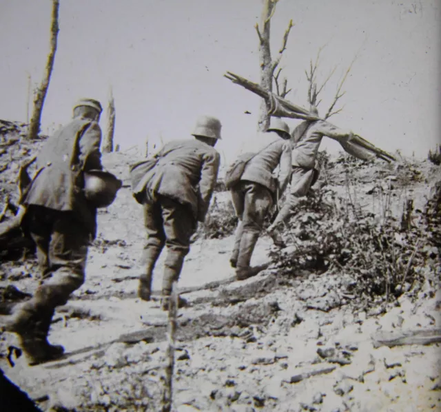 Douaumont 1917-Brancardiers-Plaque Verre-Vue Stereo-Guerre-14/18-Stereoscopique