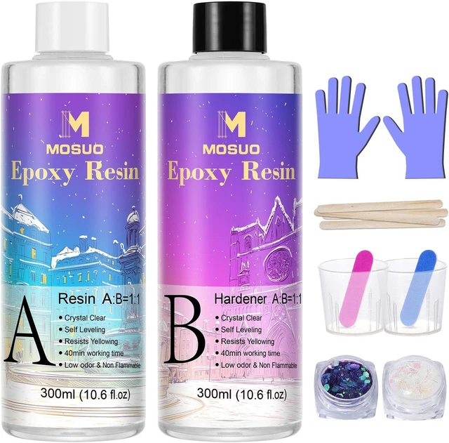 MOSUO Epoxidharz kristallklares Harz Kit für Anfänger, 600ml/23oz Kunstharz Z