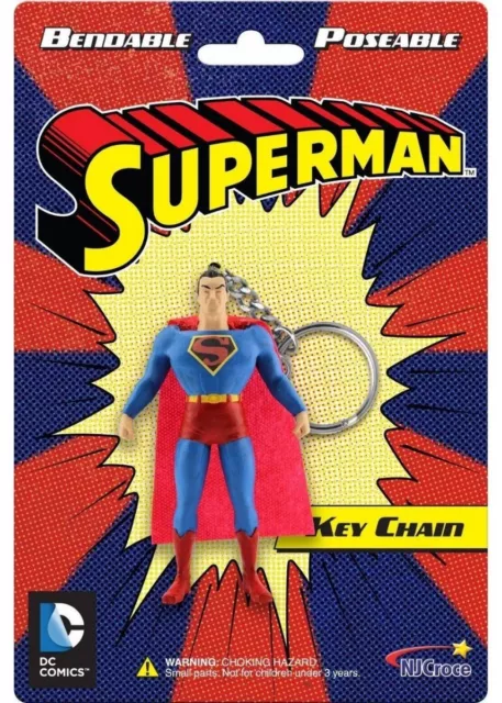 DC Comics Superman Figural Bendable Poseable PVC Key Chain NEW UNUSED SEALED