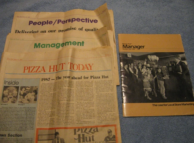 Pizza Hut Today Manager Newspaper #1 1985 +#1 1984 Manager Corporate Magazine 