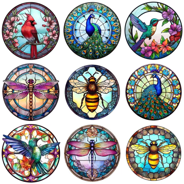 Round 5D DIY Full Drill Diamond Painting Art Stained Glass Animal Embroidery Kit