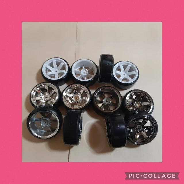 Rc Silver Rims 3 SETS TITANIUM Silver White Drift Tires Wheels for RC car TT02 TT01 ...